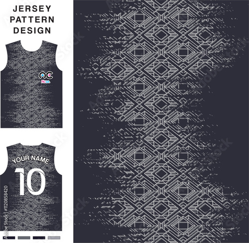 Abstract concept vector jersey pattern template for printing or sublimation sports uniforms football, volleyball, basketball, e-sports, cycling and fishing. Pattern jersey printing.