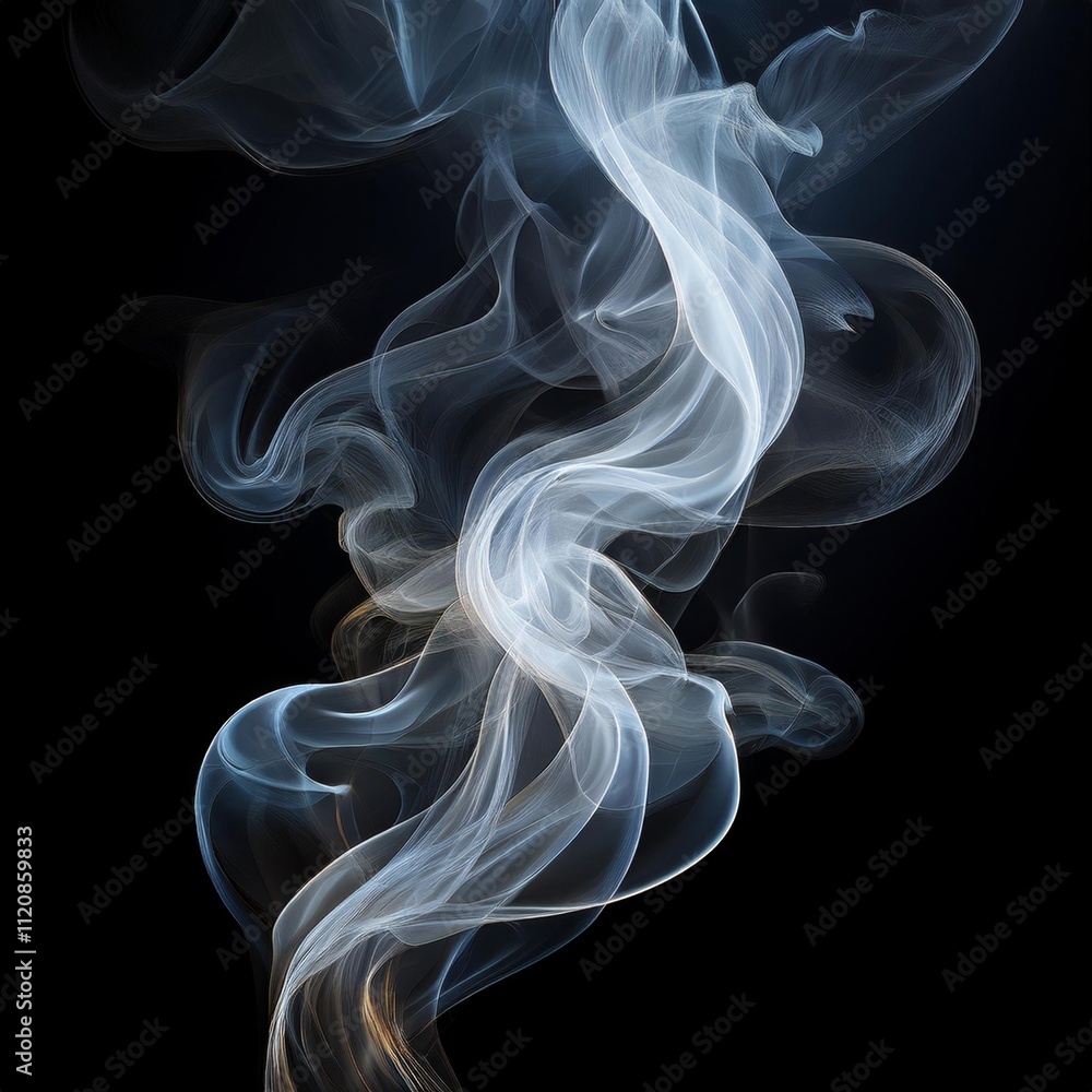 Obraz premium Unique Transparent Smoke Isolated in Black Background