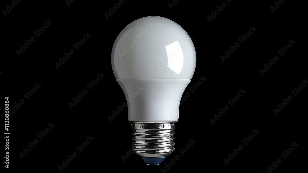 LED light bulb on a black background with empty space for text or graphics showcasing energy efficiency and modern lighting solutions