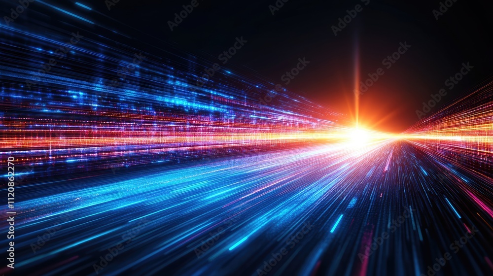 Obraz premium Abstract Technology Background with Motion Light Trails