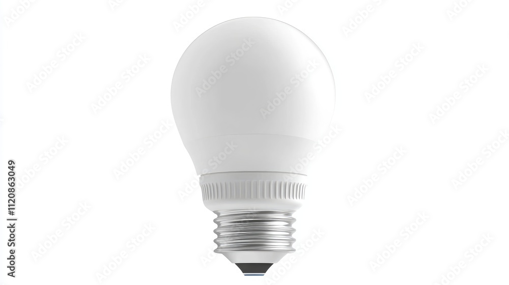 White LED light bulb with standard base on blank background for eco-friendly energy solutions concept White LED light bulb with standard base on blank background for eco-friendly energy solutions concept