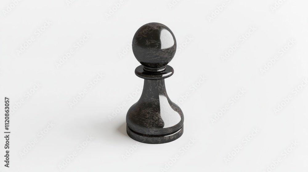 Black chess pawn on a white background symbolizing strategy and competition in board games and intellectual pursuits. Black chess pawn on a white background symbolizing strategy and competition in board games and intellectual pursuits.