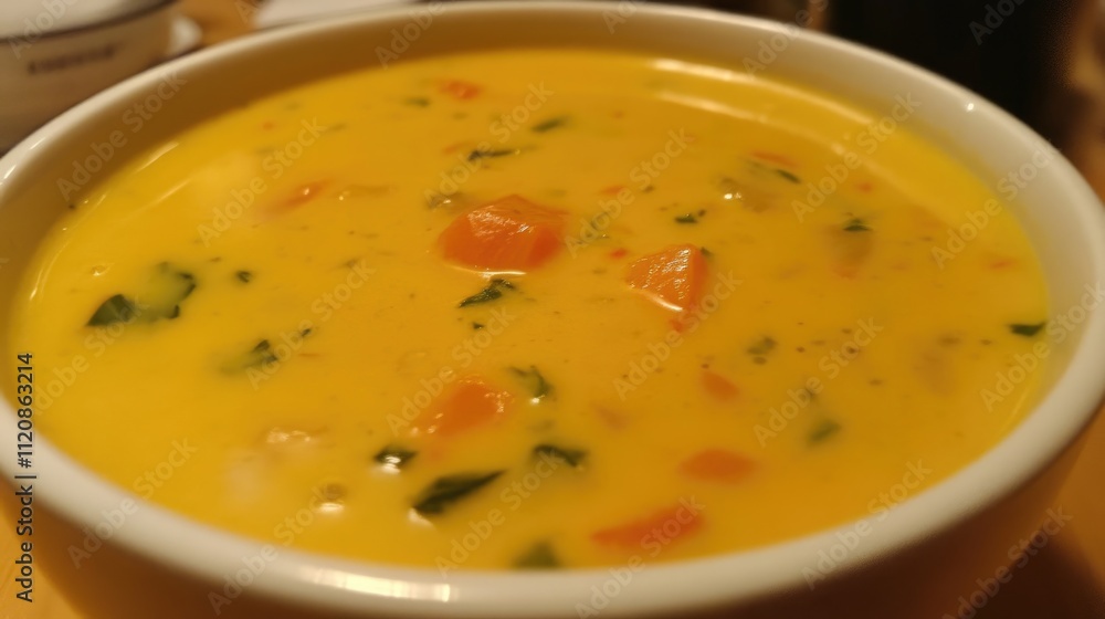 Creamy Norwegian Fish Soup with Haddock Cod and Fresh Vegetables in a Bowl Creamy Norwegian Fish Soup with Haddock Cod and Fresh Vegetables in a Bowl