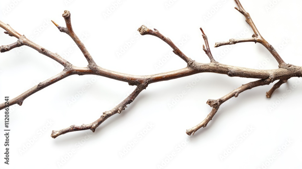 Macro shot of dried tree branches isolated on a white background showcasing natural textures and shapes for artistic design use Macro shot of dried tree branches isolated on a white background showcasing natural textures and shapes for artistic design use