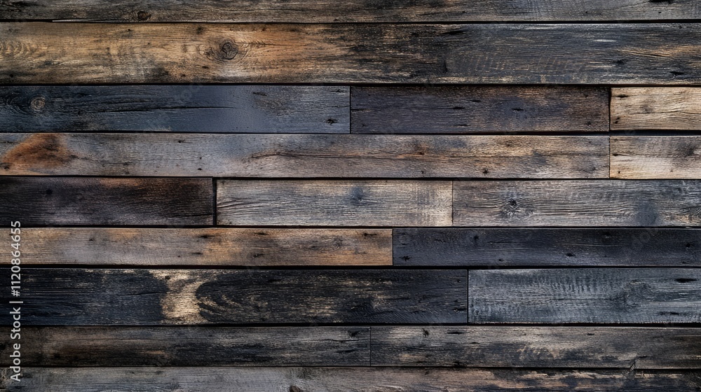 Fototapeta premium Weathered wooden plank wall background showcasing aged wood texture in black and white tones creating a rustic atmosphere ideal for design projects