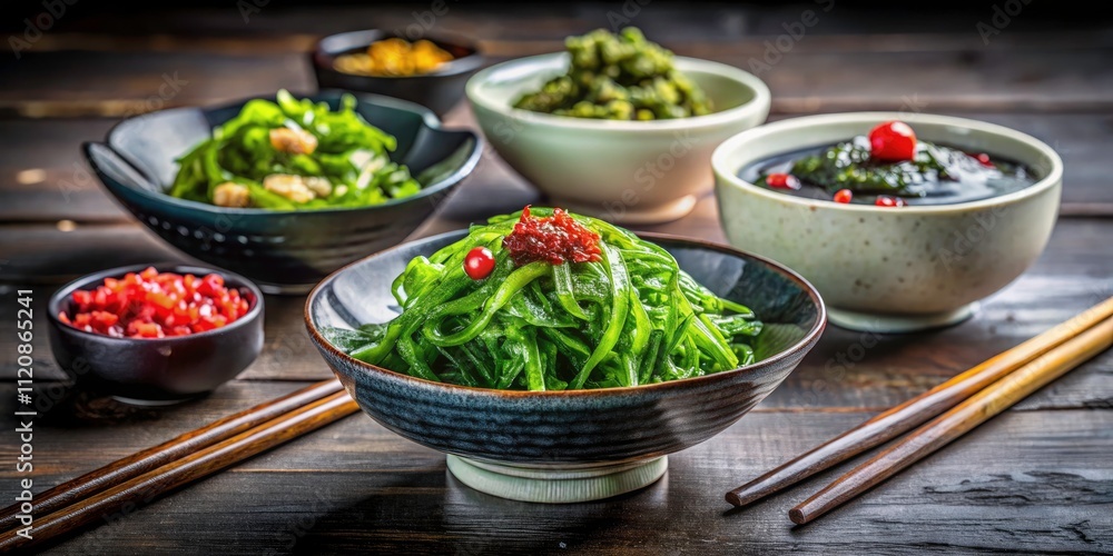 Japanese Seaweed Salad Photography: Stunning Architectural Shots of Wakame, Arame & Sea Grapes Japanese Seaweed Salad Photography: Stunning Architectural Shots of Wakame, Arame & Sea Grapes