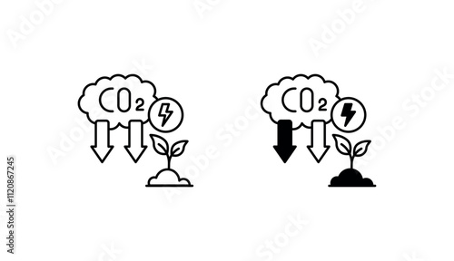 Low Emission icon design with white background stock illustration