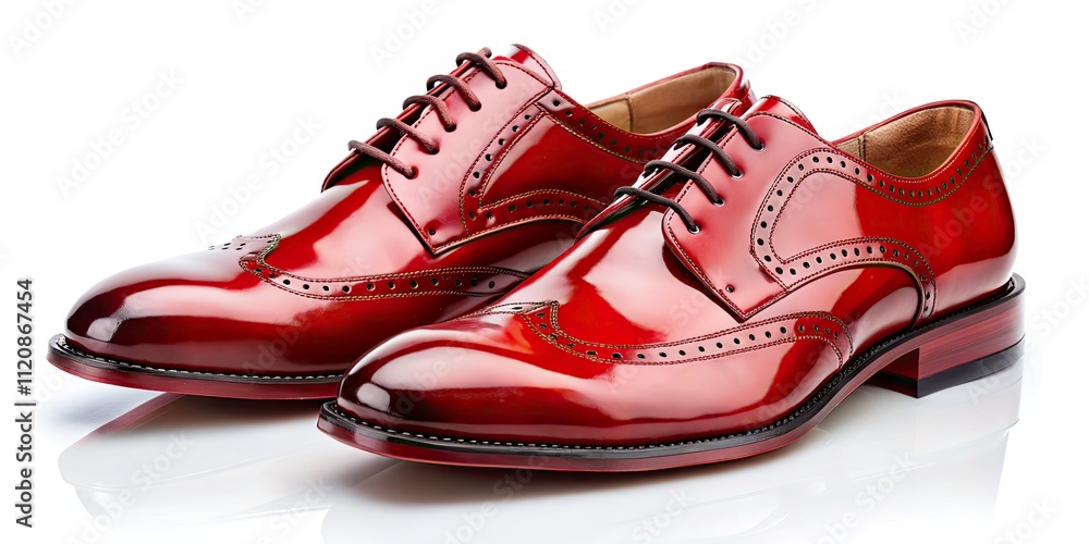 Luxury Shiny Red Men's Lace-Up Leather Shoes Isolated on White Background for Fashion and Footwear Photography Luxury Shiny Red Men's Lace-Up Leather Shoes Isolated on White Background for Fashion and Footwear Photography