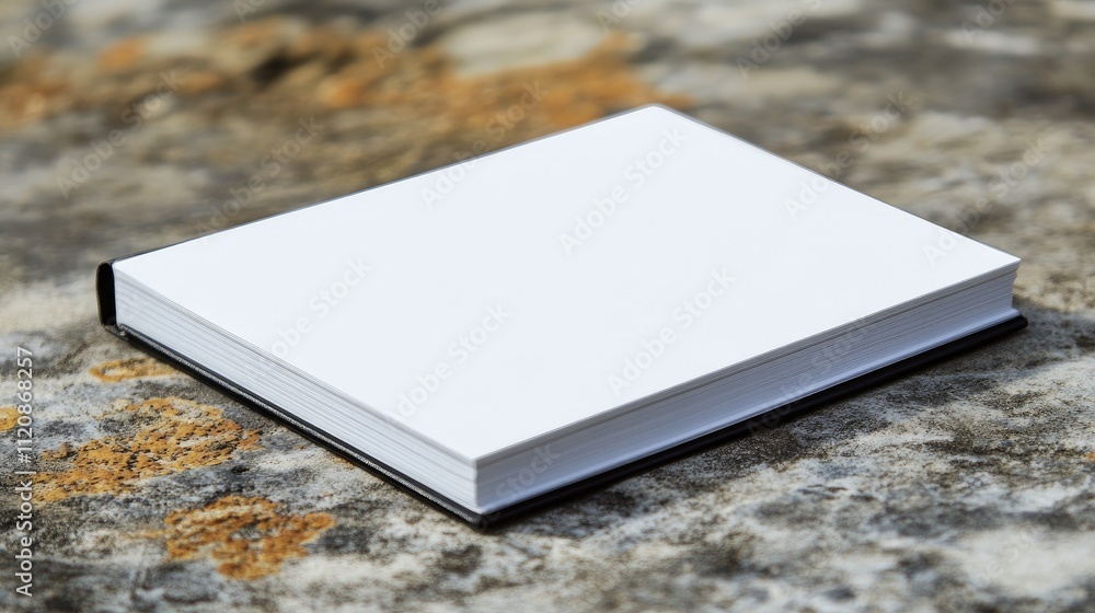 Blank notepad on a rustic surface for text mockup and creative design concepts with ample copy space for personalization or branding. Blank notepad on a rustic surface for text mockup and creative design concepts with ample copy space for personalization or branding.