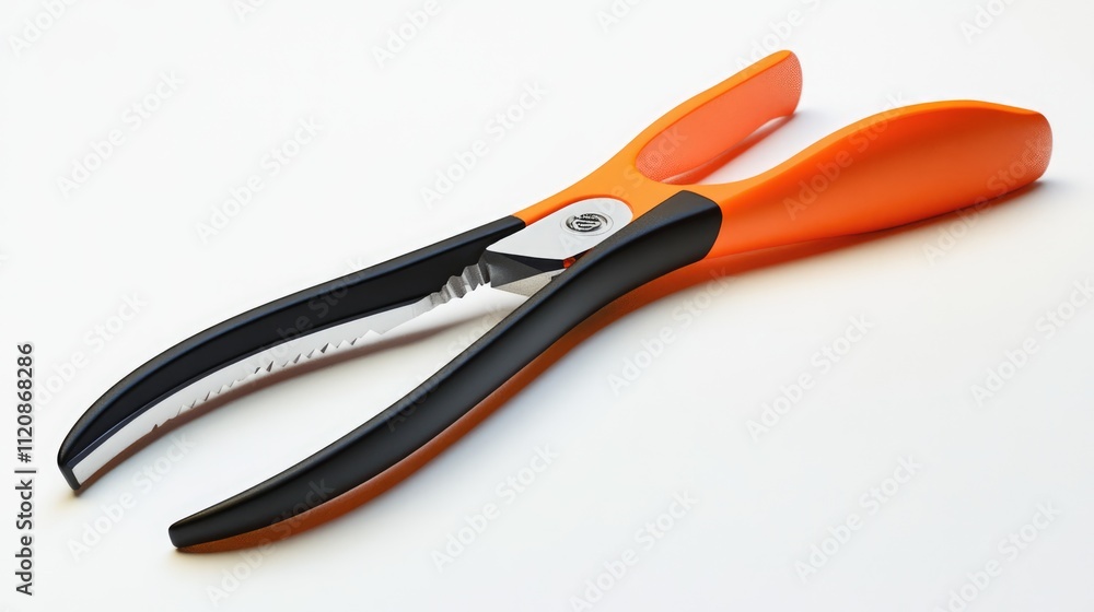 Nipper tool with a black and orange handle design on a clean white background for professional use and craftsmanship. Nipper tool with a black and orange handle design on a clean white background for professional use and craftsmanship.