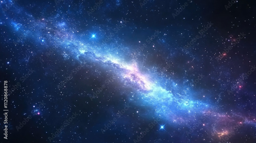 Obraz premium Vibrant Cosmic Landscape Featuring the Milky Way and Dazzling Stars in a Dark Night Sky Understated Awe of the Universe