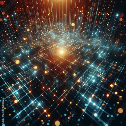 50 Glowing Grid A grid of LED lights with a random shimmering pa