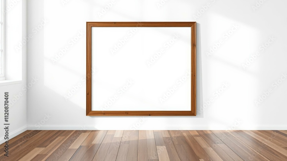 Modern Minimalist Room with Wooden Floor and Blank Frame - Ideal for Art Display, Home Decor, and Interior Design Modern Minimalist Room with Wooden Floor and Blank Frame - Ideal for Art Display, Home Decor, and Interior Design