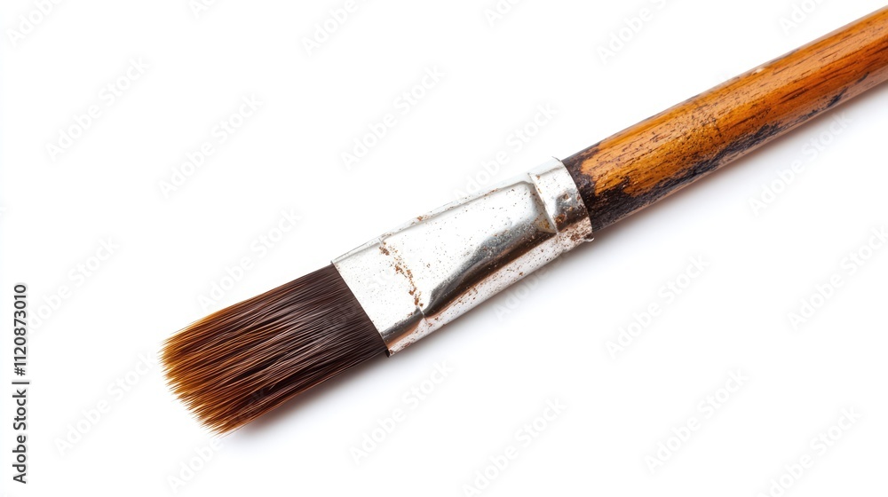 Paint Brush with Wooden Handle Isolated on White Background for Artistic and Creative Projects Paint Brush with Wooden Handle Isolated on White Background for Artistic and Creative Projects
