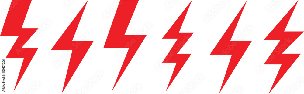 set of red red lightning bolt symbol vector illustration. set of red red lightning bolt symbol vector illustration.