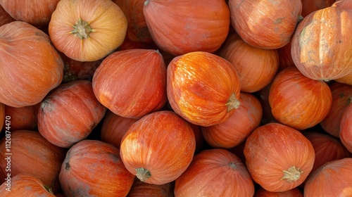 Vibrant orange pumpkins piled together in a garden setting, showcasing the fresh, organic harvest, perfect for autumn themes, agriculture, seasonal produce, and gardening.