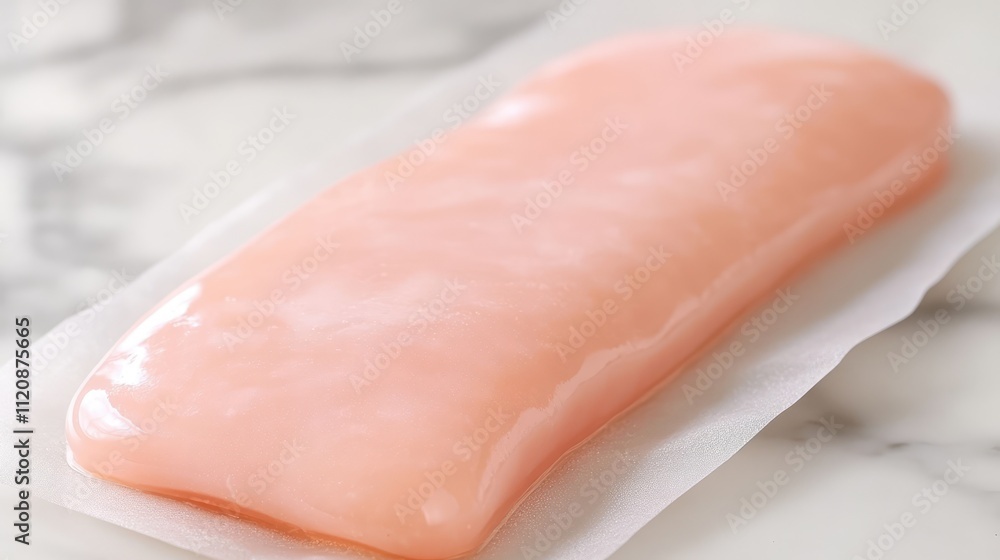 Raw pork knee fat ready for culinary preparation on a clean surface