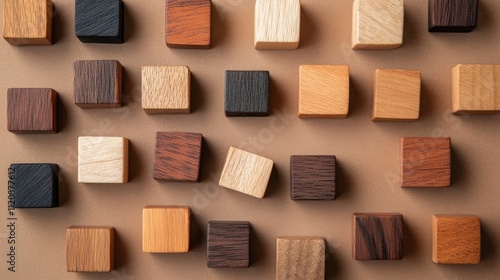 Wallpaper Mural Wooden blocks arranged in a grid pattern on a textured background representing the concept of quizzes and creative learning activities. Torontodigital.ca