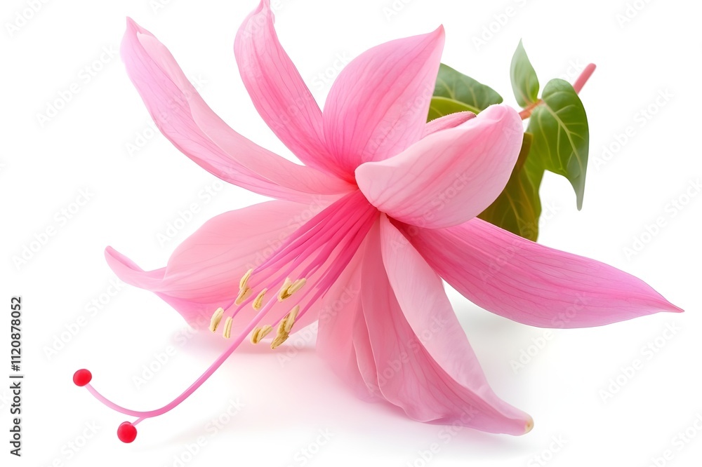 Naklejka premium Fuchsia Flower Isolated on White Background.