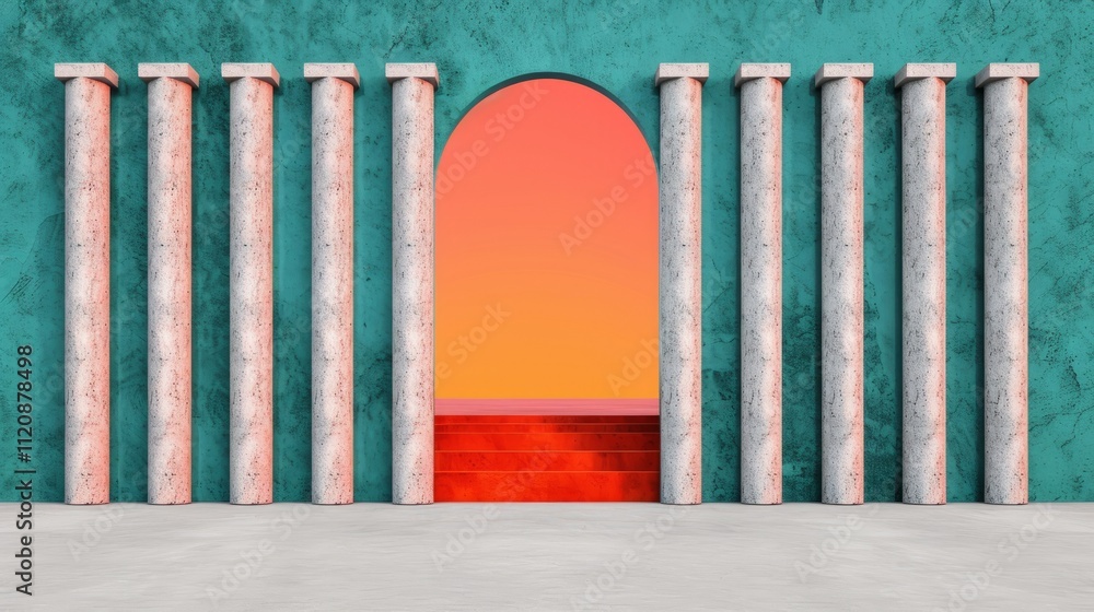Obraz premium Colorful archway with columns