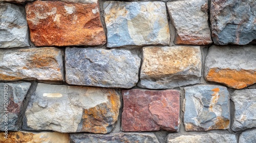 Natural stone wall texture featuring a variety of soft colors and patterns ideal for backgrounds and artistic designs photo