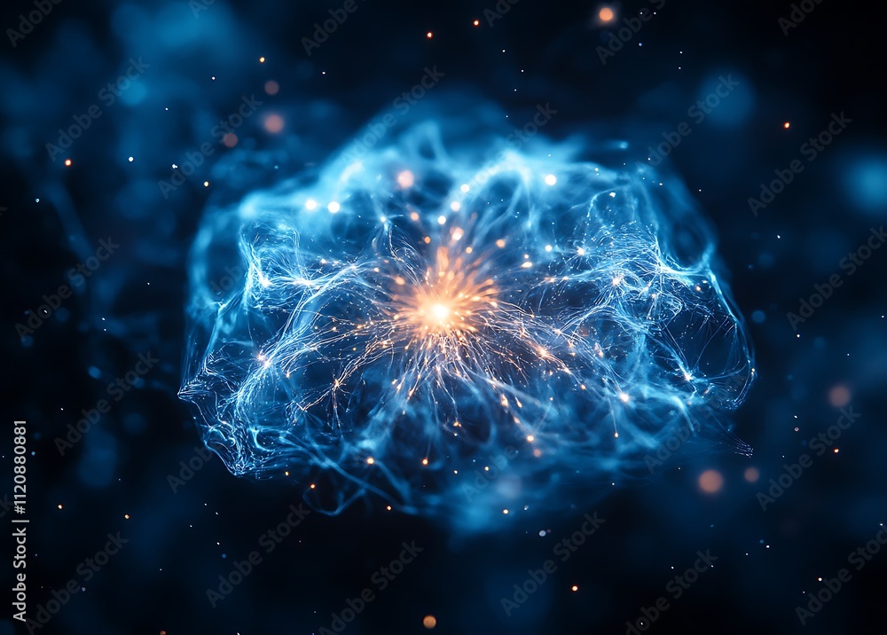 A Blue Glowing Object with Stars in the Background. A Blue Glowing Object with Stars in the Background.
