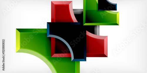 Square, arrow shapes with round elements Vector Illustration For Wallpaper, Banner, Background, Card, Book Illustration, landing page