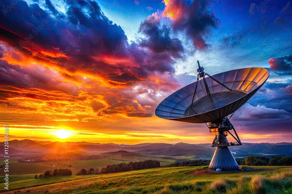 Twilight Sky Satellite Dish Landscape Photography - Stunning Antenna Views at Dusk Twilight Sky Satellite Dish Landscape Photography - Stunning Antenna Views at Dusk