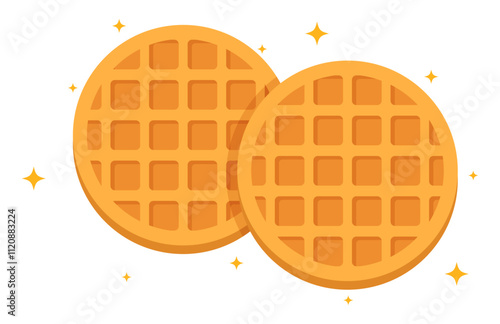Circle waffle sweet food bakery clipart flat illustration