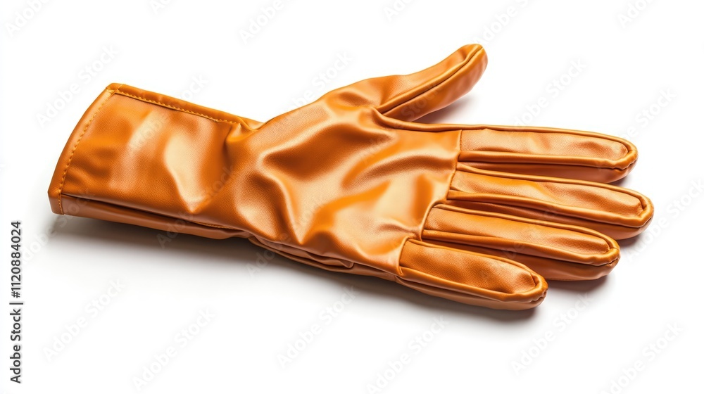 Orange kitchen protective glove isolated on white background ideal for household cleaning and food preparation safety in culinary environments Orange kitchen protective glove isolated on white background ideal for household cleaning and food preparation safety in culinary environments