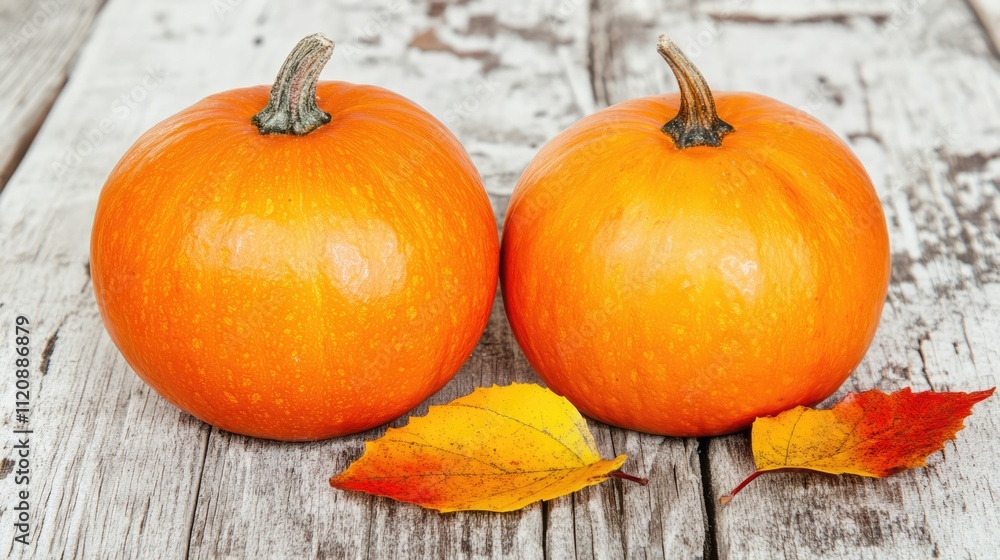 Autumn pumpkins and colorful leaves on rustic wooden table creating a seasonal atmosphere for fall decor and Thanksgiving celebrations Autumn pumpkins and colorful leaves on rustic wooden table creating a seasonal atmosphere for fall decor and Thanksgiving celebrations