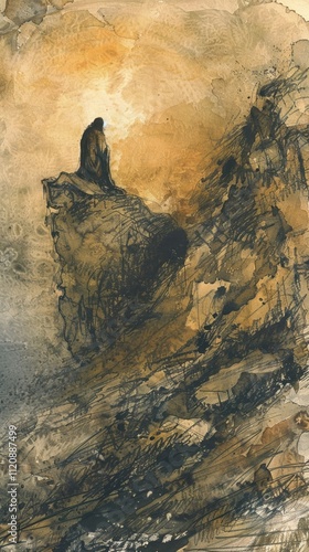 Jesus in the wilderness tempted yet steadfast