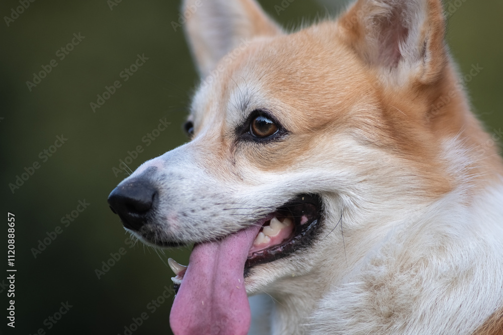Beautiful purebred corgi on a walk in the summer. Beautiful purebred corgi on a walk in the summer.