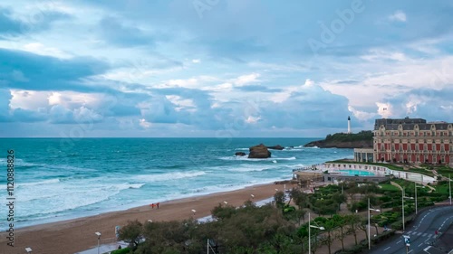 Coastal view of Biarritz on a sunny day with a beach and blue sea