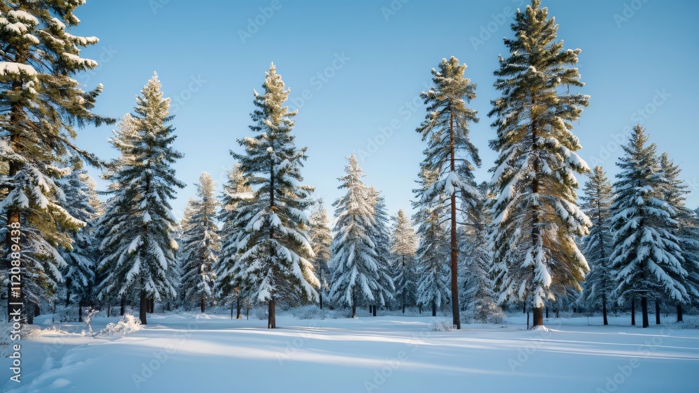 Majestic Snow-Covered Pine Forest in Winter Wonderland Majestic Snow-Covered Pine Forest in Winter Wonderland