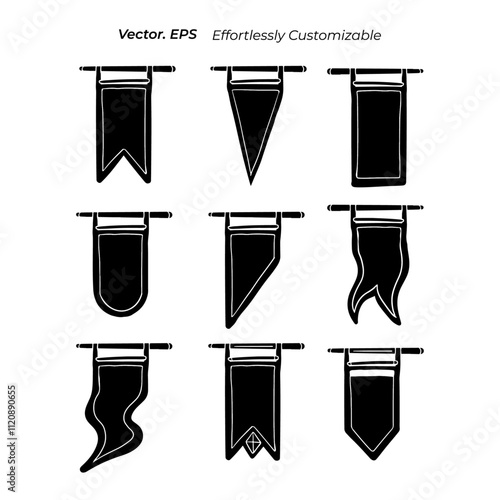 Minimalist Hanging Banner Silhouettes Vector Collection