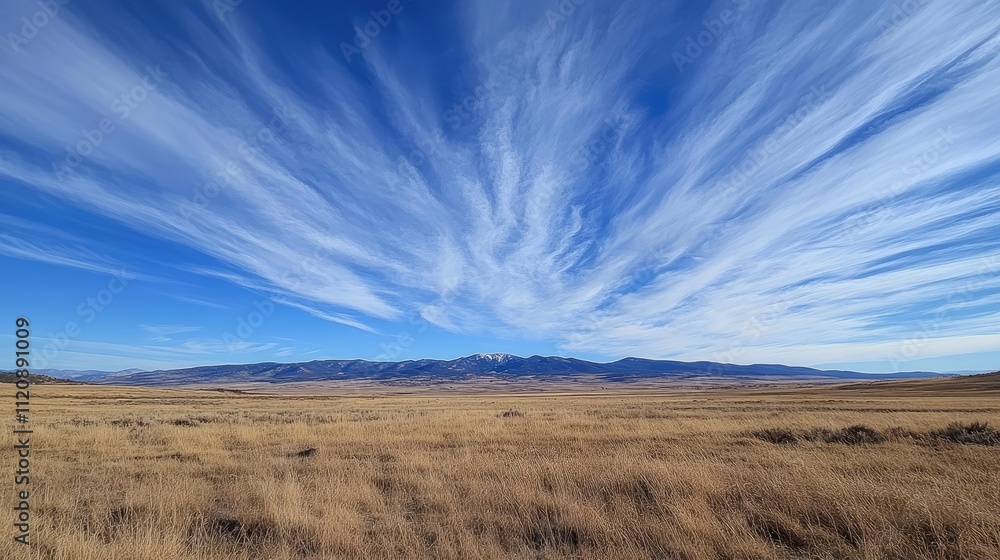 Vast Expansive Landscape with Dramatic Cloud Patterns and Mountains Vast Expansive Landscape with Dramatic Cloud Patterns and Mountains