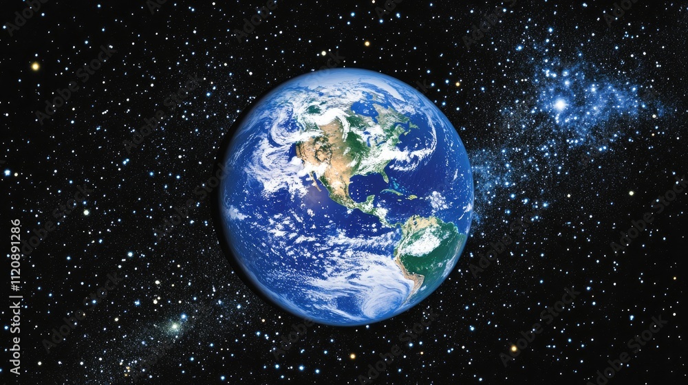 Obraz premium Stunning Earth in Cosmic Space with Stars and Galaxies Surrounding