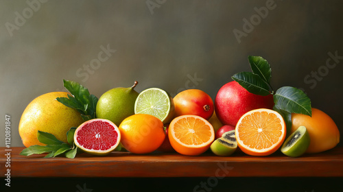 vibrant assortment of tropical fruits rich in vitamin C photo