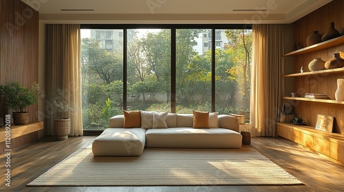 Featuring a Cozy Couch and Expansive Panoramic Window