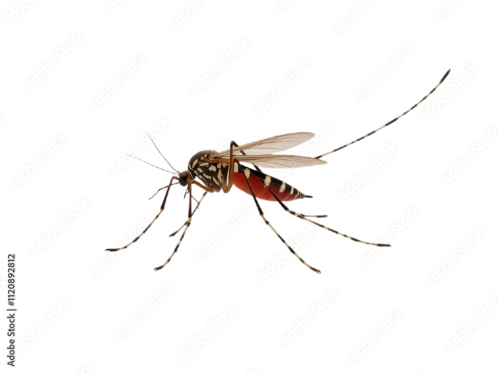 A stunning mosquito flying, isolated on a transparent background, captured in a macro shot. Generated AI A stunning mosquito flying, isolated on a transparent background, captured in a macro shot. Generated AI