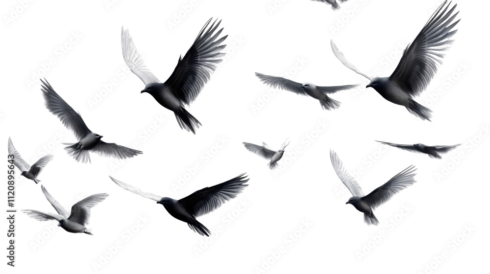 Obraz premium set of flying birds isolated on white background
