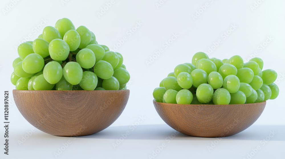 Fresh Shine Muscat Grapes in Elegant Wooden Bowls