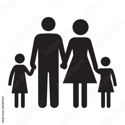 Minimalist Family Icon in Vector Format for Parenting and Community Designs