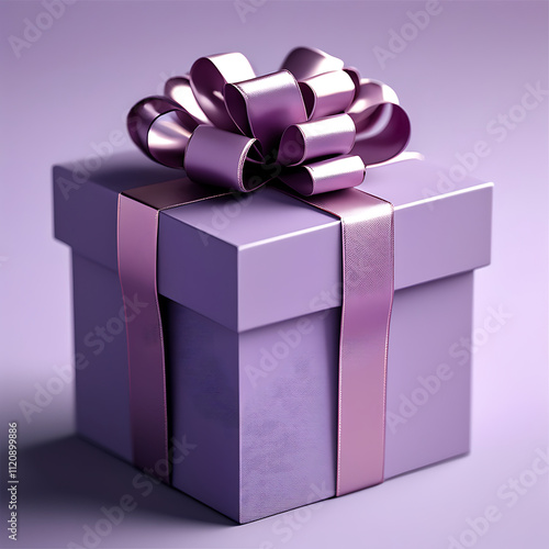 Luxurious purple gift box with satin ribbon and bow, perfect for special occasions. This elegant present adds touch of sophistication to any celebration