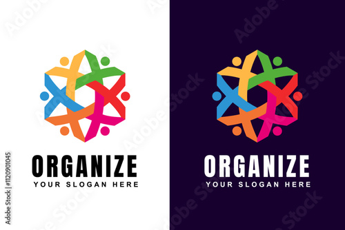 People and Unity Logo Vector Illustration. Collaborative, Teamwork, Together.Print