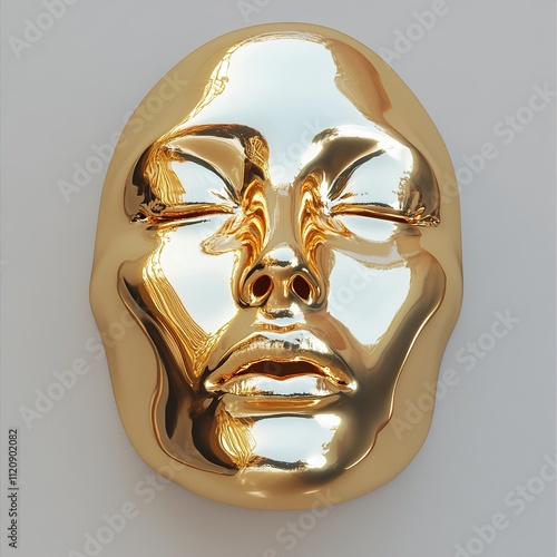 Golden Mask: A Serene Sculpture of Beauty and Style photo