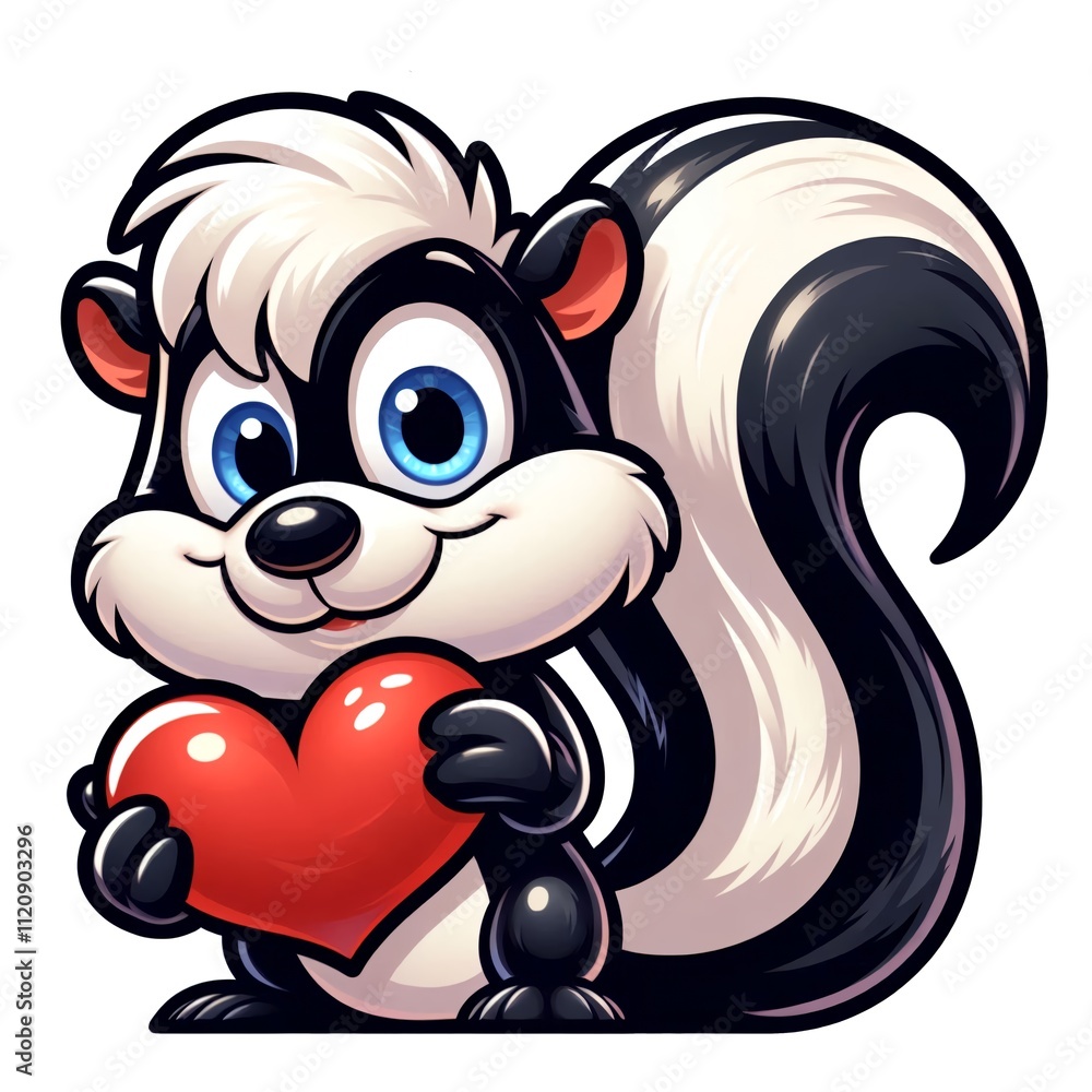 Cute cartoon Skunk. Clipart, Cartoon mascot for Valentine's Day. AI generated. Cute cartoon Skunk. Clipart, Cartoon mascot for Valentine's Day. AI generated.