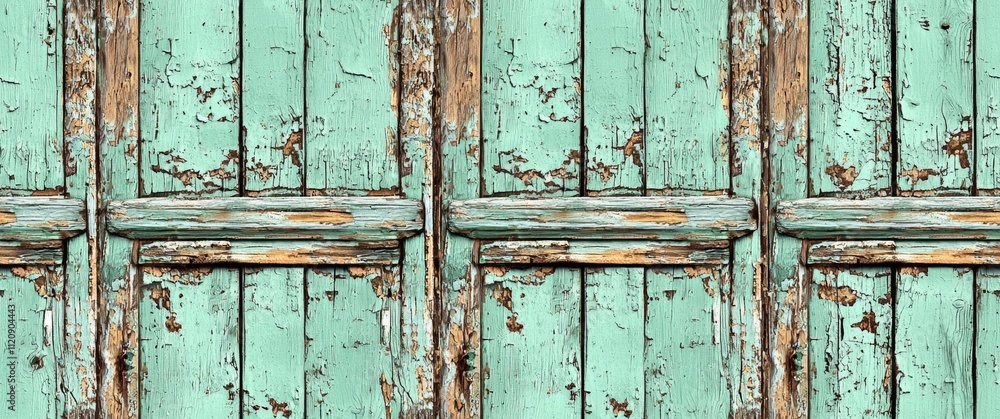 Naklejka premium seamless of seamless texture solid wooden narrow boards old with shabby green paint vertical pattern , isolated on white background, , copy space, copy space for text,