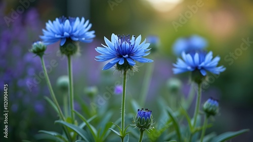 Wallpaper Mural Award-Winning Photo, Stunning Blue Cornflowers in Bloom, Soft Lighting, Shallow Depth of Field Torontodigital.ca